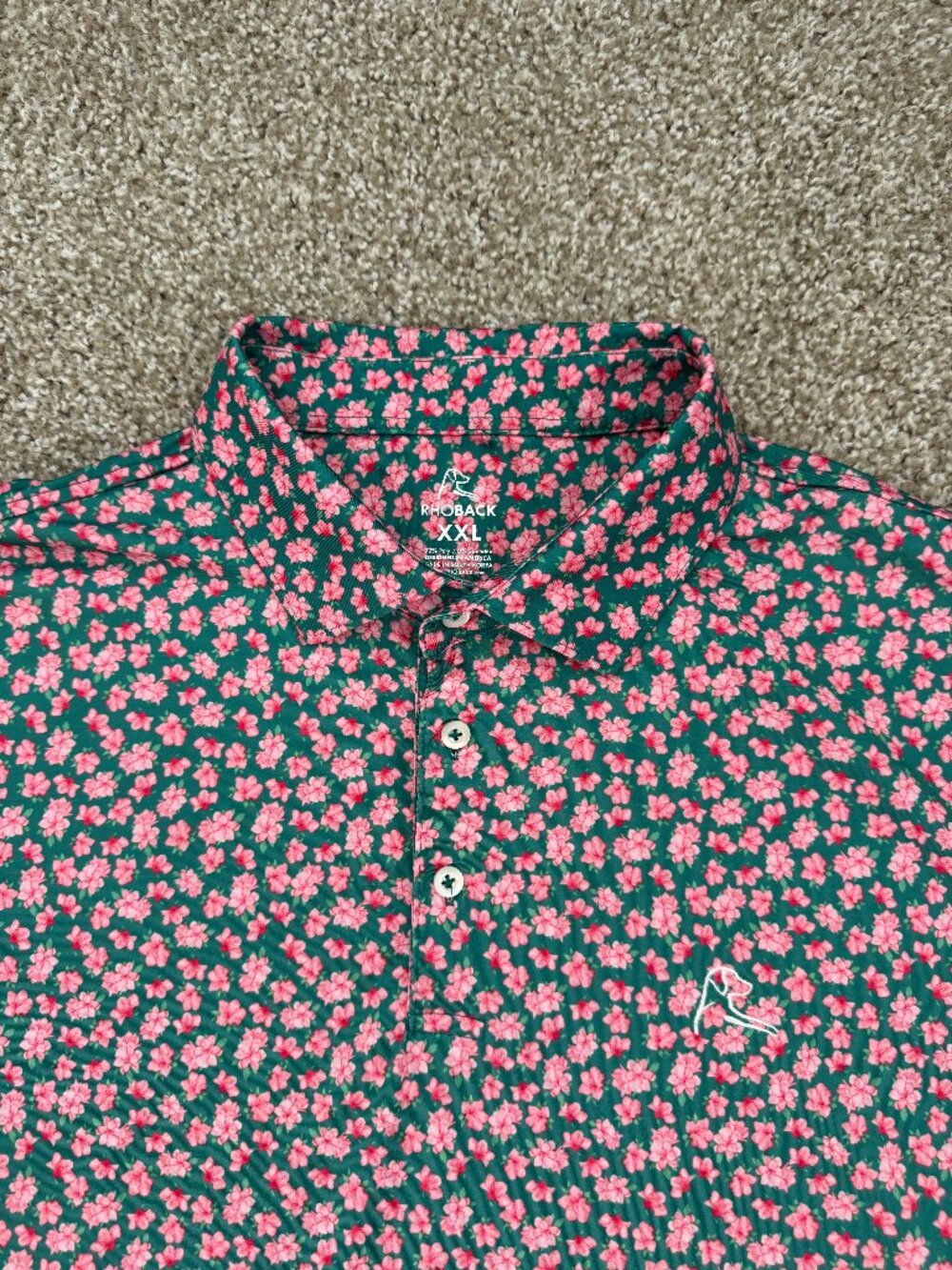 Rhoback Mens Golf Masters Augusta Performance Polo Shirt Size XXL Azalea Floral